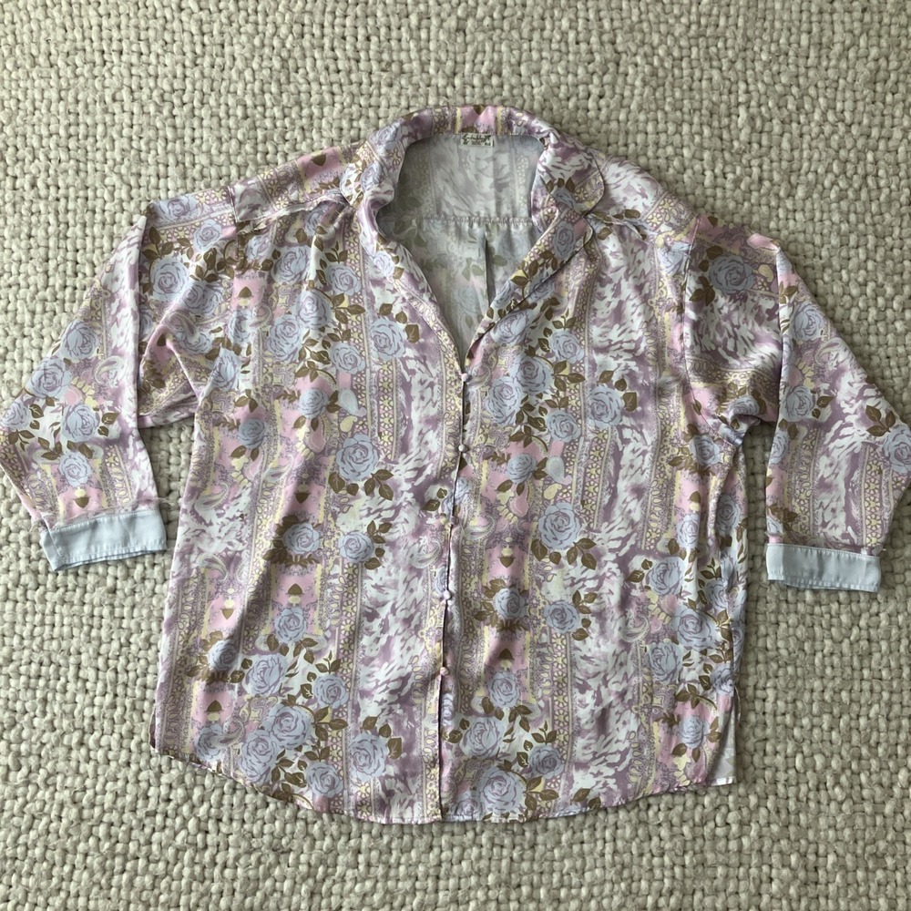 Intimatley By Free People Dreamy‎ Days Floral Satin Shirt Size Small